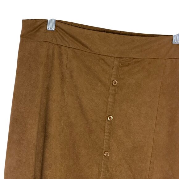 Adam Levine Faux Suede Skirt A Line Pull On Brown XL - Picture 2 of 7